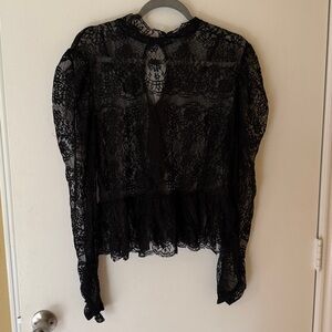 Black Lace Sheer Blouse